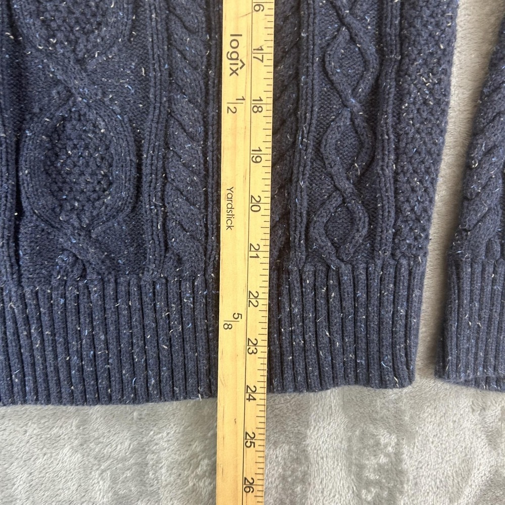 L.L. Bean Sweater Mens Small Blue Cable Knit Crew Neck Organic Cotton Pullover - Picture 13 of 14